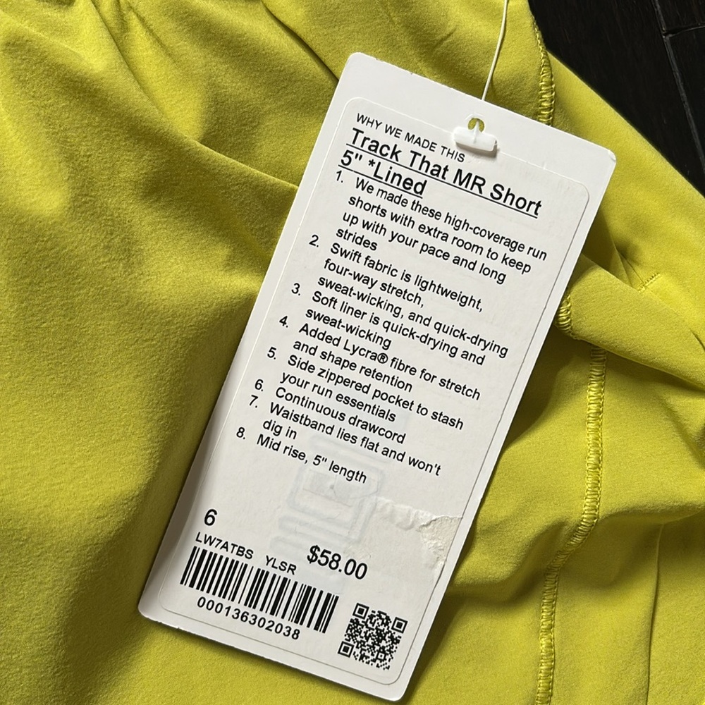 LULULEMON TRACK THAT MR SHORTS 5” IN YELLOW SERPENTINE (YLSR) SZ 6,8 NWT RARE! - Picture 6 of 11